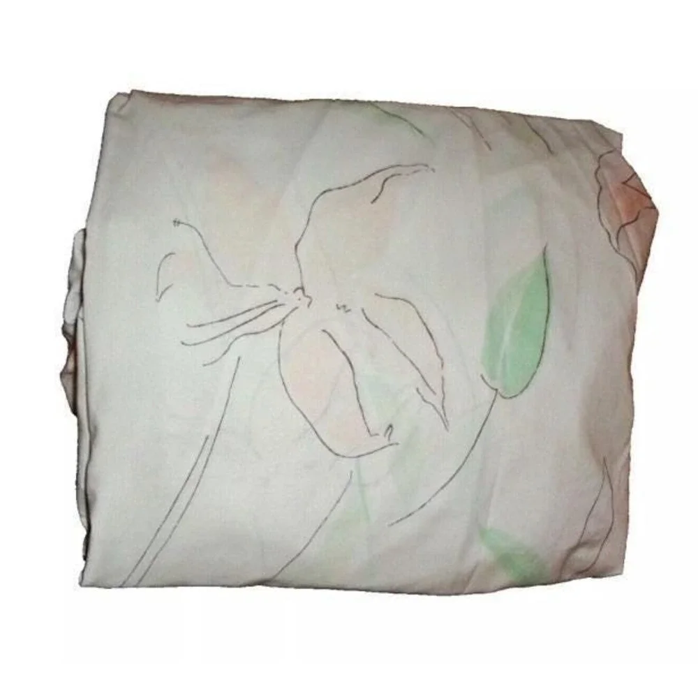LADY PEPPERELL Vintage Pencil Sketch Floral Pink Green 3PC Twin Sheet‎ Set